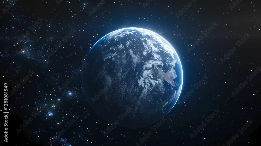 Fototapeta premium Earth With Blue And White Light