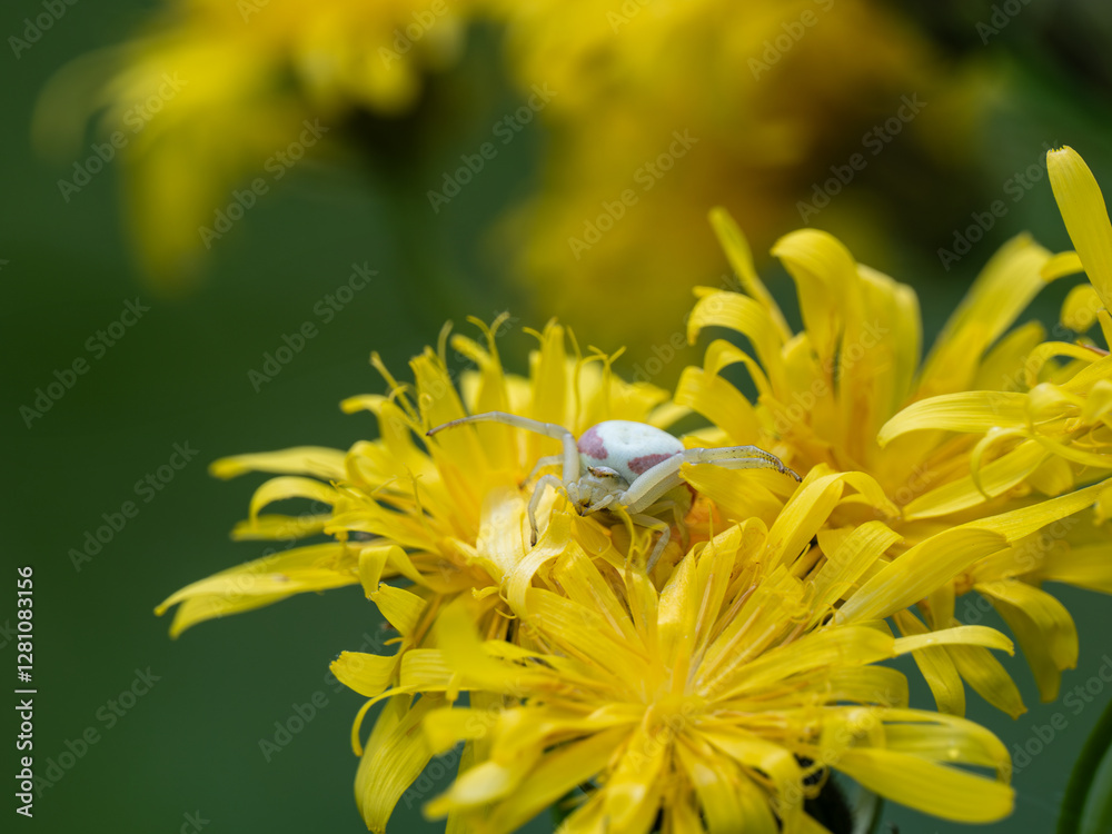 White Crab Spider waiting for Prey