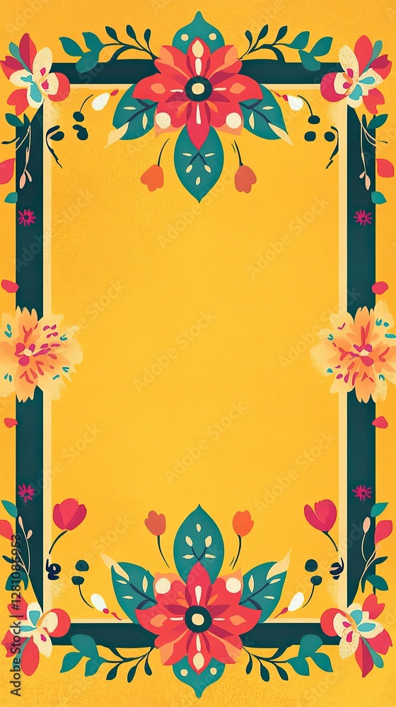 Obraz premium Holi Celebration Invitation Template Vector Flat Lay, Holi