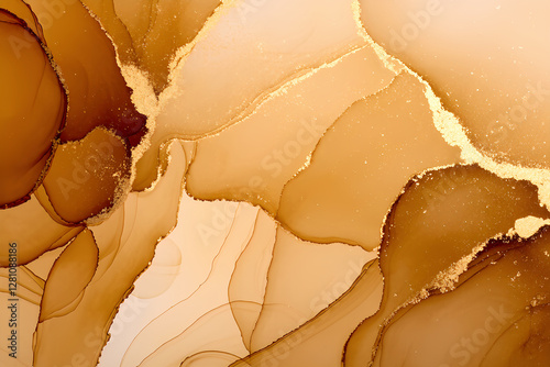 Watercolor marble design, motion liquid flow contemporary spalsh. Warm rust and tauple color background
