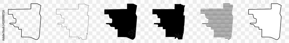 Boca Raton City Map Black | United States Town Border | US American City | Transparent Isolated | Variations