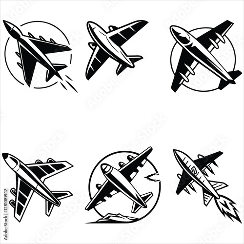 War air jet bundle line art and illustrator eps