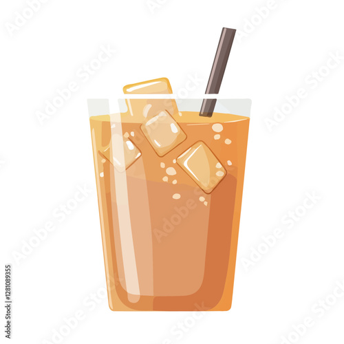 Flat vector iced chai, minimalist design, isolated on a white background.

