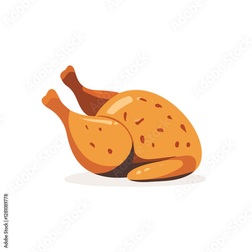 Flat vector jerk chicken, minimalist design, isolated on a white background.

