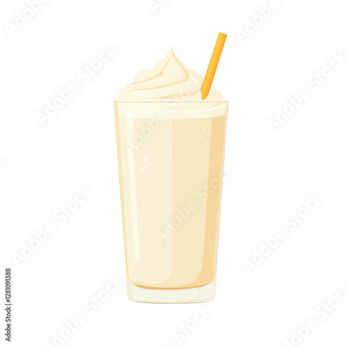 Flat vector lassi drink, minimalist design, isolated on a white background.

