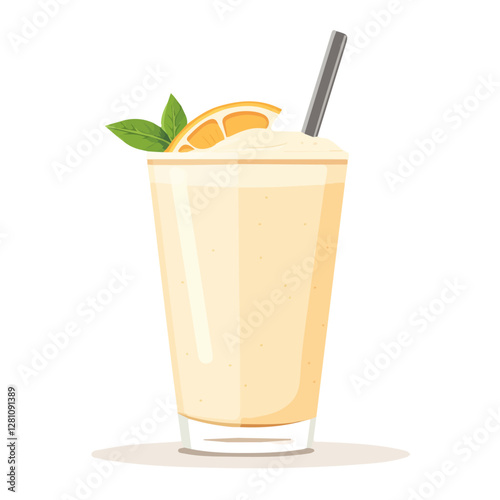 Flat vector lassi drink, minimalist design, isolated on a white background.

