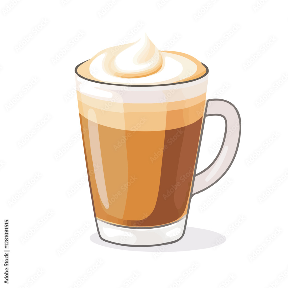 Flat vector latte, minimalist design, isolated on a white background.
Flat vector latte, minimalist design, isolated on a white background.