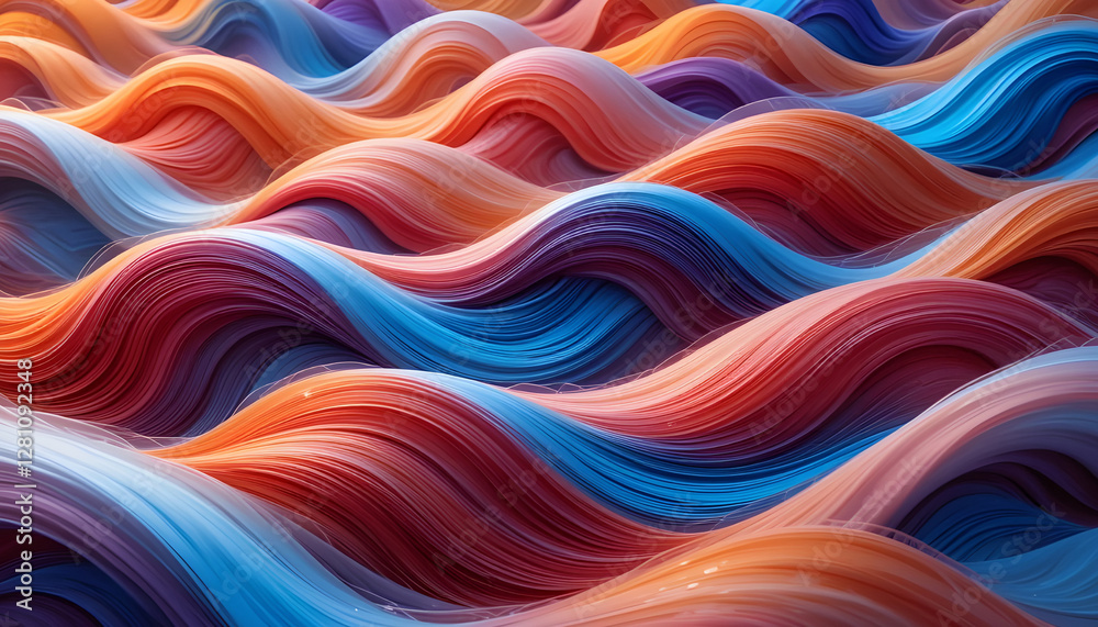 Fototapeta premium 3d wave abstract pattern, bright tones, smooth transitions, high-resolution, artistic flow