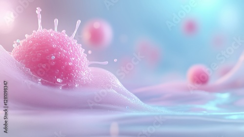 A microscopic cancer attack. The interaction between cancer cells and healthy tissue.