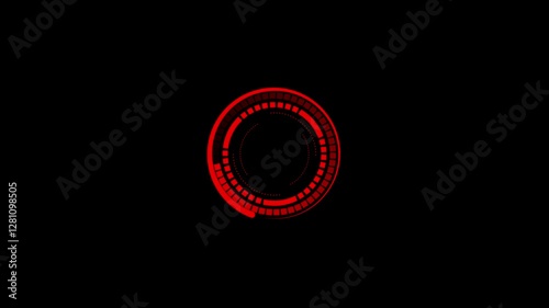 Circle hud elements on a black background. Circle HUD technological futuristic elements.Loop animation of technology HUD circles with alpha channel, 3d rendering. 4K VIDEO.