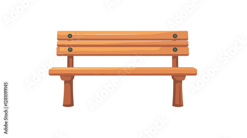 Wooden bench. Cartoon garden backyard or city park bench flat vector illustration. Modern wood garden furniture