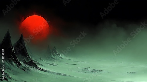 Alien Planet Sunset Landscape photo