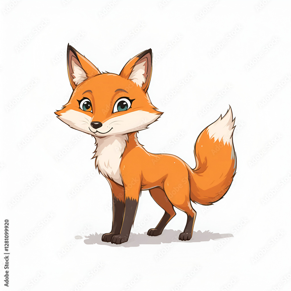 Fototapeta premium fox cartoon isolated on white