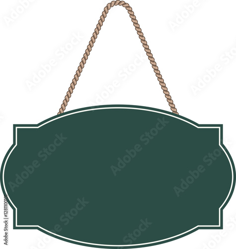 Illustration of a hanging sign board with blank copy space. Empty sign board with rope for your design. 