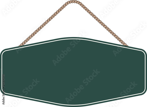 Illustration of a hanging sign board with blank copy space. Empty sign board with rope for your design. 