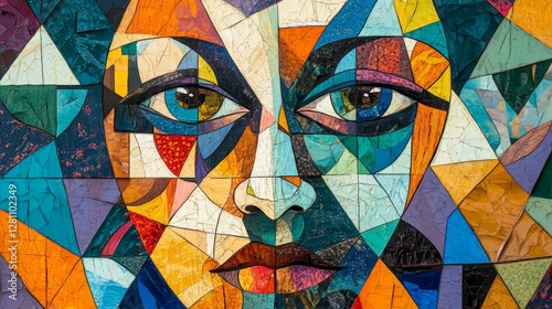 Vibrant Abstract Portrait Of A Face With Kaleidoscopic Patterns And Colors