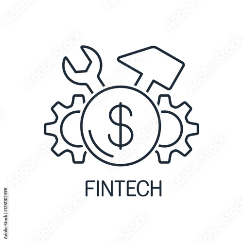 Financial technology. Fintech. Vector linear icon illustration isolated on white background.