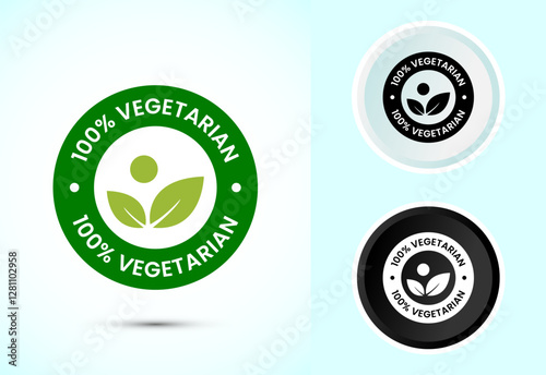 100 percent vegetarian icon design illustration, Vegan product label badge