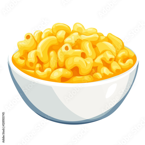 Flat vector mac and cheese, minimalist design, isolated on a white background.

