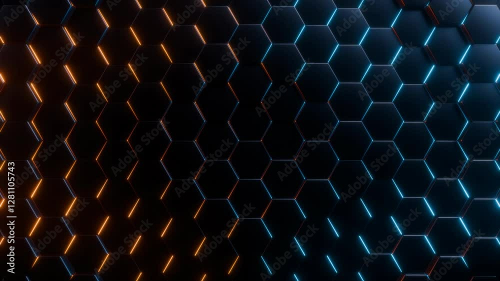 abstract futuristic glowing 3d hexagon background, 4k seamless loop