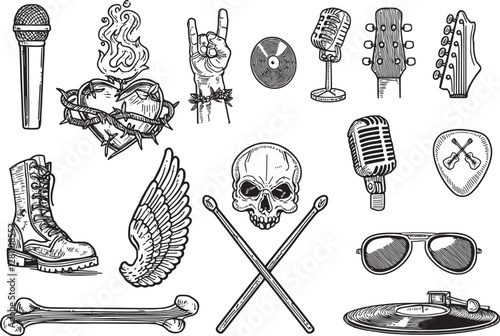 Rock Music Graphic Shapes Illustrations