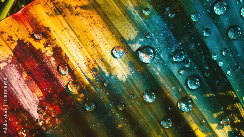 Vibrant leaf with water droplets. Vibrant leaf with water droplets.