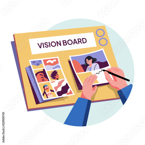 A flat style illustration of vision board 