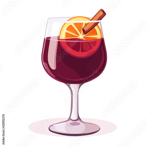 Flat vector mulled wine, minimalist design, isolated on a white background.

