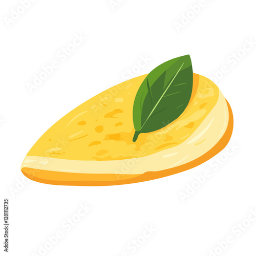 Flat vector omelette, minimalist design, isolated on a white background.

