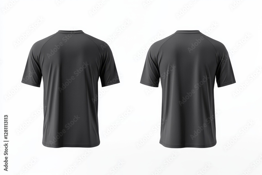 Template for designing with a grey t-shirt mockup showing front and back views on a plain background Template for designing with a grey t-shirt mockup showing front and back views on a plain background