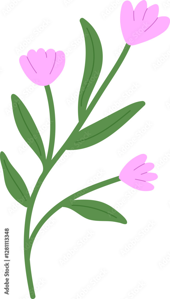 Hand draw rustic flower vector illustration. Spring wildflower on white background Hand draw rustic flower vector illustration. Spring wildflower on white background