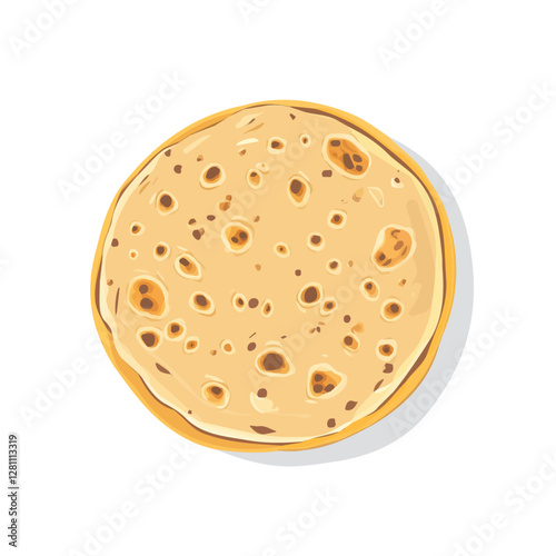 Flat vector paratha, minimalist design, isolated on a white background.

