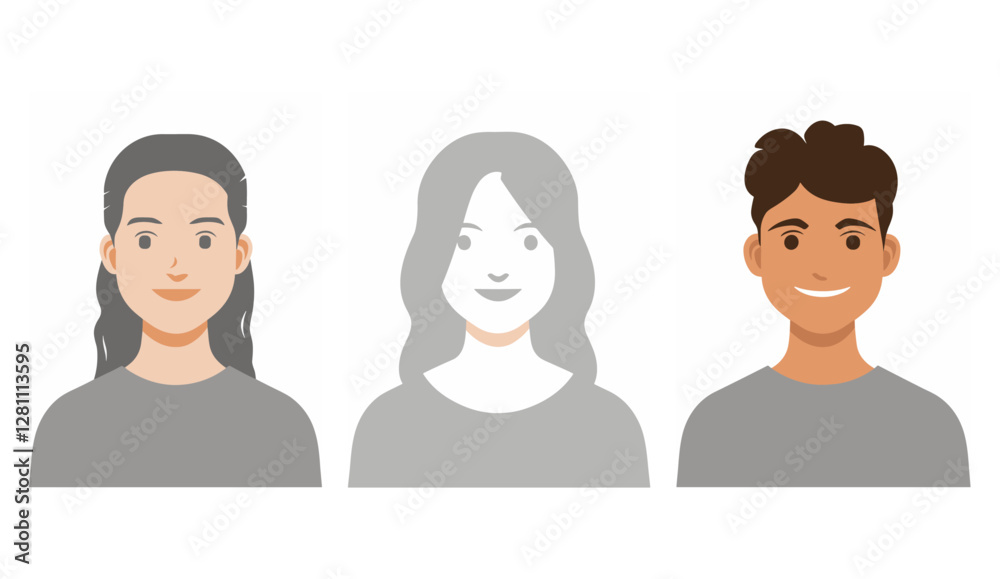 Vector default avatar profile icon, gray placeholder, man and woman, greyscale photo, user profile, person icon, social networks, resumes, forums, dating sites, blank profile, anonymous user, Vector default avatar profile icon, gray placeholder, man and woman, greyscale photo, user profile, person icon, social networks, resumes, forums, dating sites, blank profile, anonymous user,