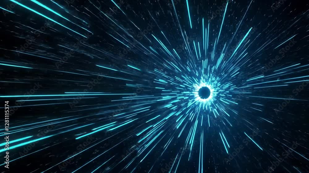 Radiant blue light beams converge into a mesmerizing central point Radiant blue light beams converge into a mesmerizing central point