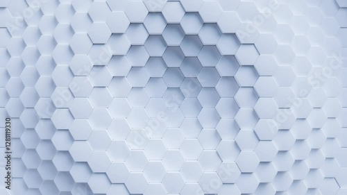 abstract white 3d hexagon background, 4k seamless loop