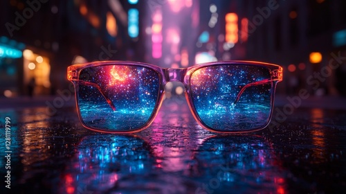 Metaphysical mirage through surreal glasses, with illusory water forms, dreamlike landscapes, and ethereal tones. Illustration