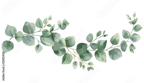 Watercolor vector wreath with eucalyptus leaves and branches, greenery clipart for wedding invitation, greeting cards, save the date, stationery design, hand drawn illustration, floral frame