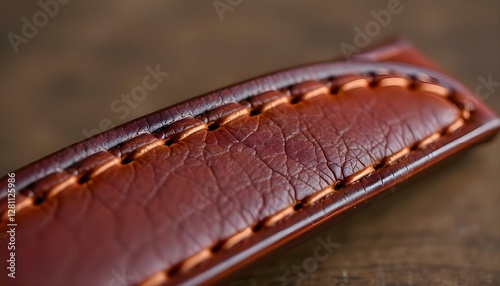 a close up of a leather strap on a watch
