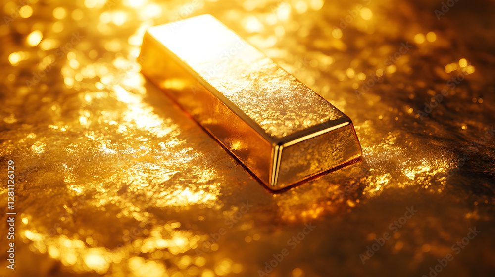 A shiny gold bar is displayed on the table
A shiny gold bar is displayed on the table