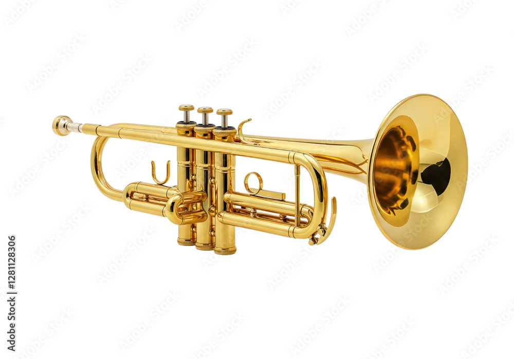 Obraz premium Isolated Trumpet Close-Up on Black Background for Musical Instrument Marketing