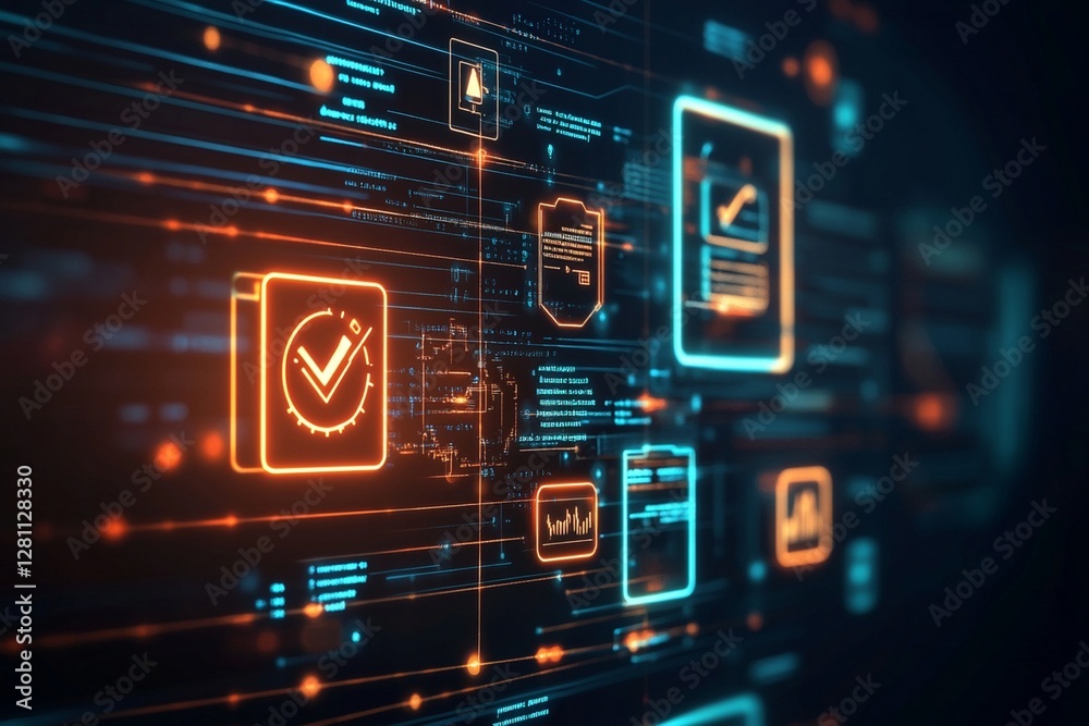Obraz premium Cybersecurity System Data Validation and Verification Processes Interface