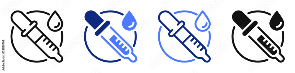 Vector icon or logo of dropper or pipette related to chemistry laboratory test, medicine and pharmacy. Symbol for website or app ui, logo design, illustration Vector icon or logo of dropper or pipette related to chemistry laboratory test, medicine and pharmacy. Symbol for website or app ui, logo design, illustration