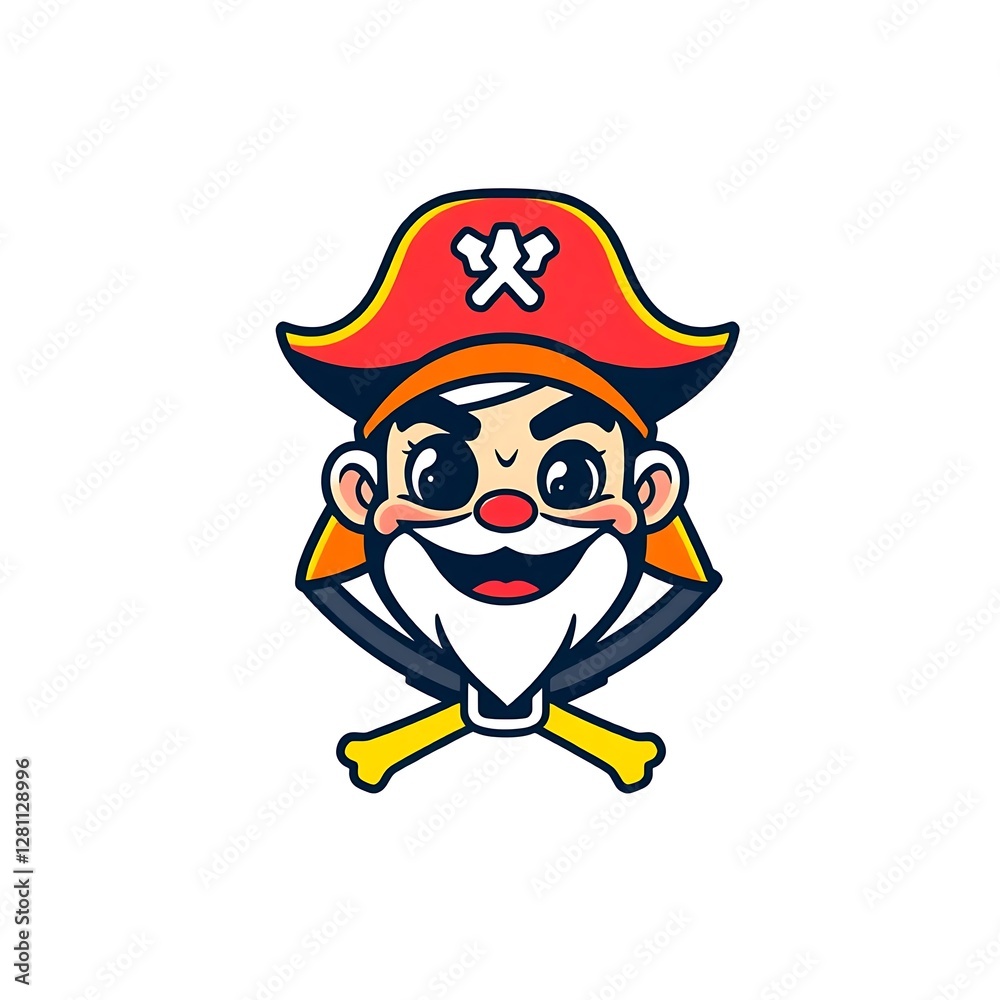 Bold Pirate Logo on White Background for Branding and Merchandise Bold Pirate Logo on White Background for Branding and Merchandise