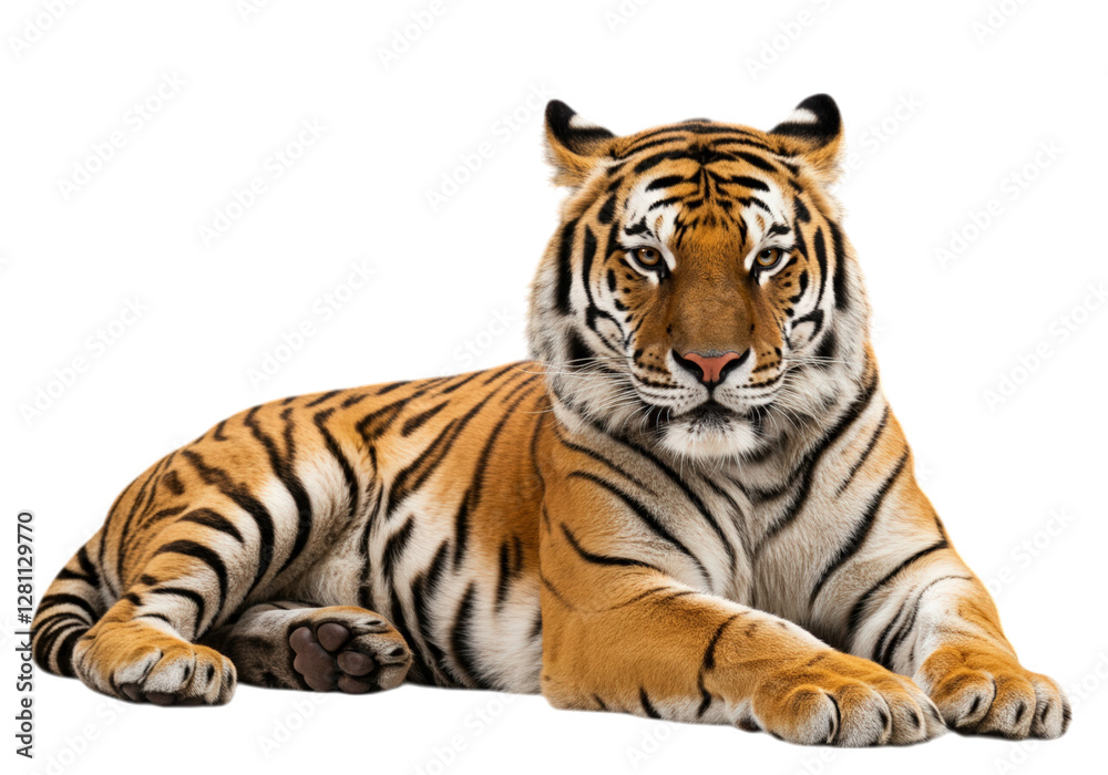 Obraz premium Resting Tiger Portrait Against Black Background Close-Up Wildlife Animal