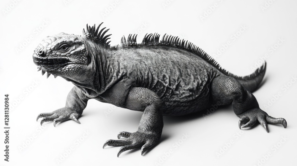 Obraz premium An extinct reptile with spikes and long claws.