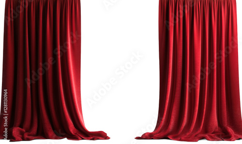 A curtain made of red velvet fabric