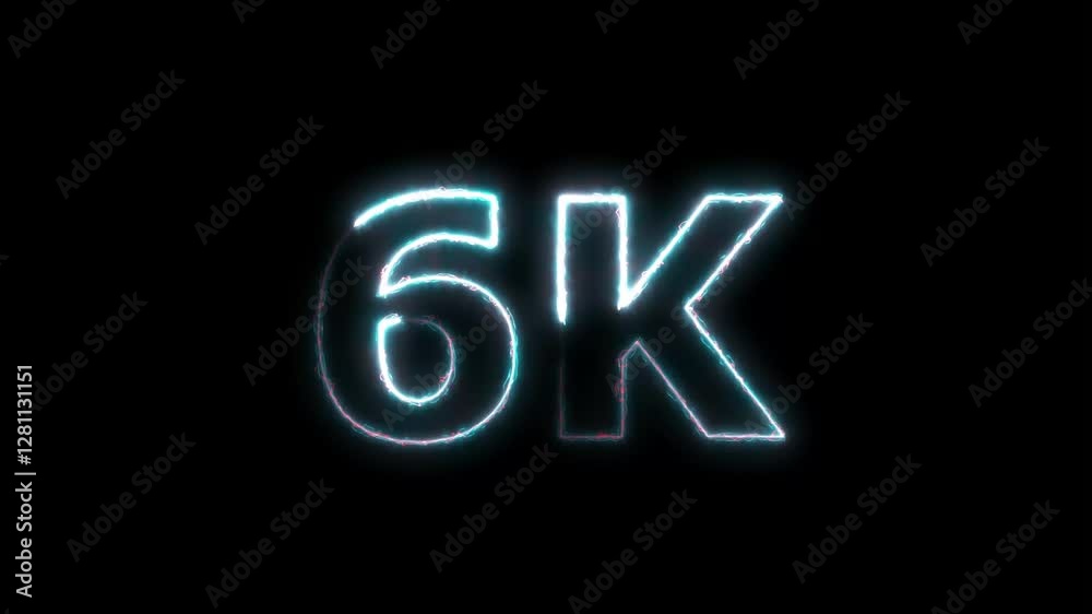 Luxury 6k Followers animation text with neon line on cyan color on black background.