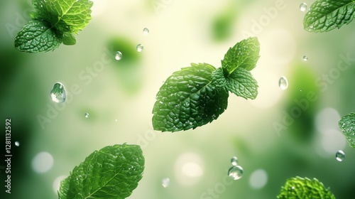 green close-up mint macro photography fines herbes peppermint herb moisture