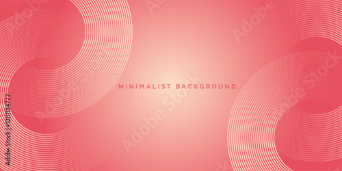 Abstract minimalist banner background, pastel colorful, cherry crush and peach cream gradient. Circle effect style art