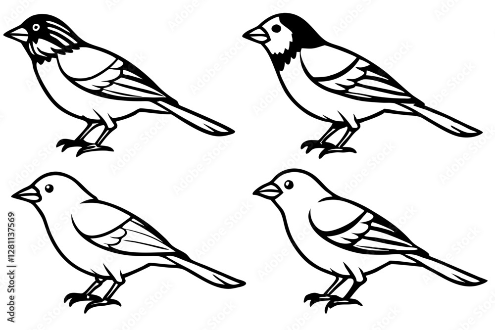 Fototapeta premium Elegant Finch Line Art Vector Collection